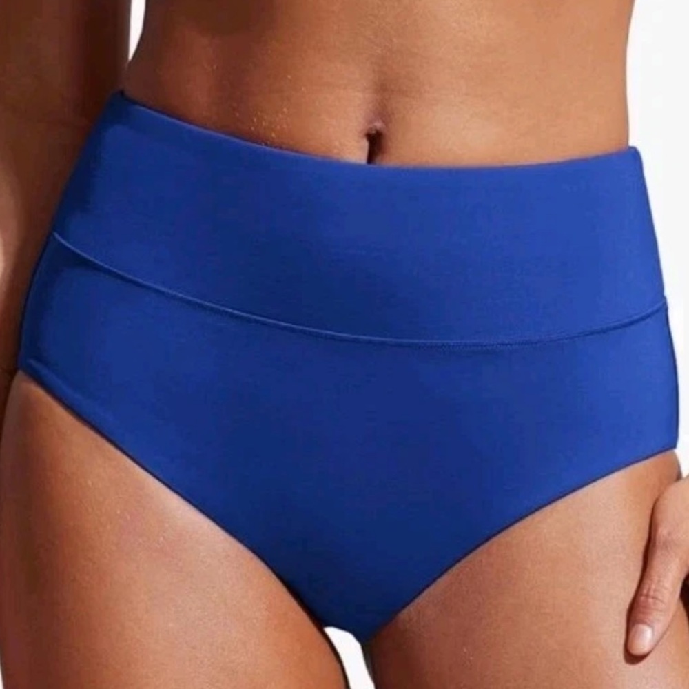 CRZ YOGA Sunshine High Rise Bikini Bottom Size Medium 8/10 Royal Blue